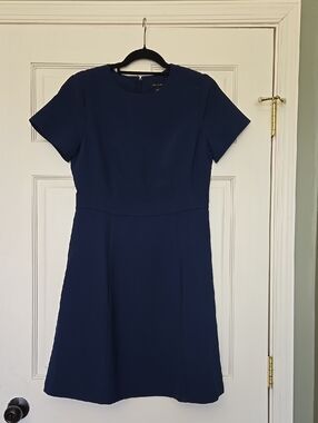 Ann Taylor Navy Short-Sleeve A-Line Dress Suiting Collection NWT
